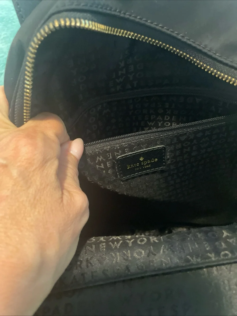 kate spade Black Nylon Backpack with Gold Hardware